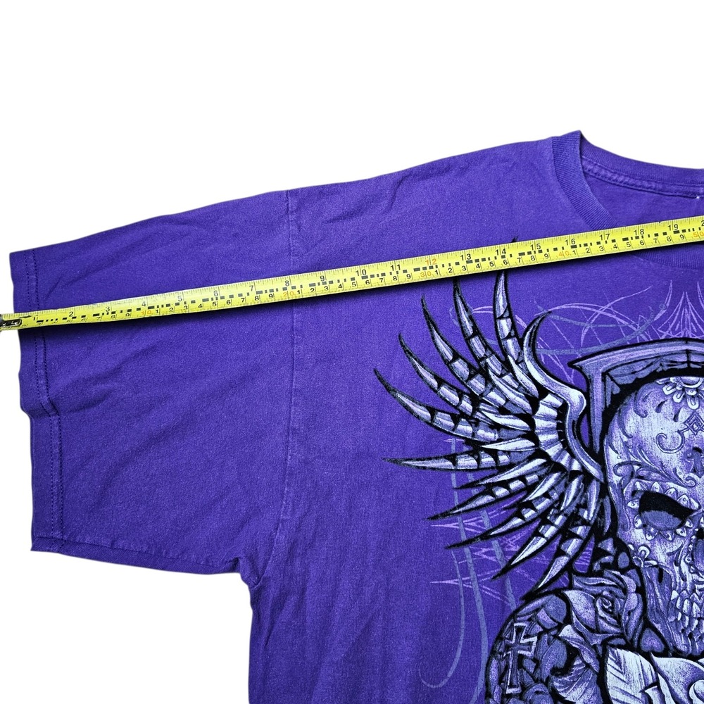 Y2K Skull Wings Star Chain Graphic T Shirt Purple XL grunge demon punk - Picture 2 of 6